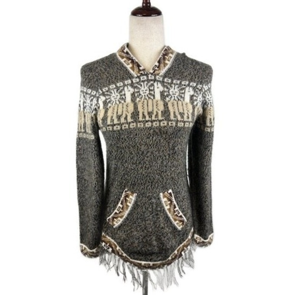 Vintage 100% Alpaca Classic Sweater Brown Cream Size Medium